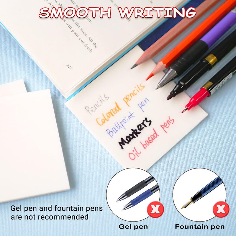 ENLUOM 600 Sheet Transparent Sticky Notes, 3" x 3" Clear Sticky Notes Waterproof Self-Adhesive Translucent Sticky Note pad for Books Annotation and Tracing, See Through Sticky Note (12 Pads) - Image 3